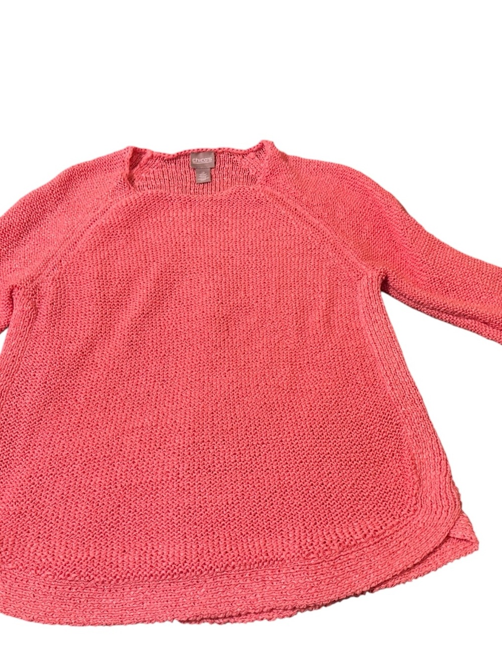 Chico's Coral-Pink Crewneck Knit Sweater Size 2( Large) - Picture 2 of 5